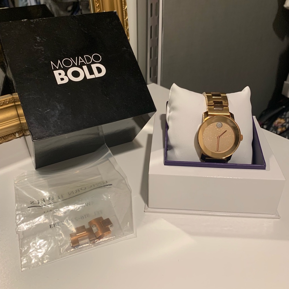 Movado Bold - gold with diamonds